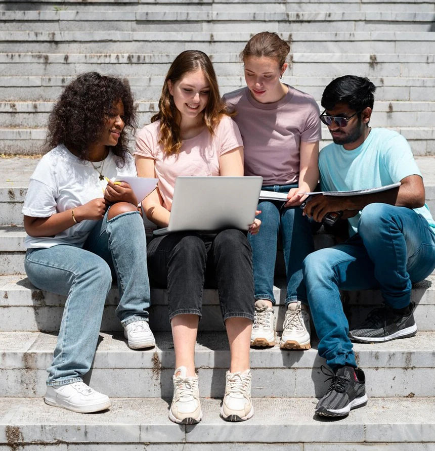 Diverse students learning together via study abroad agencies in Kerala